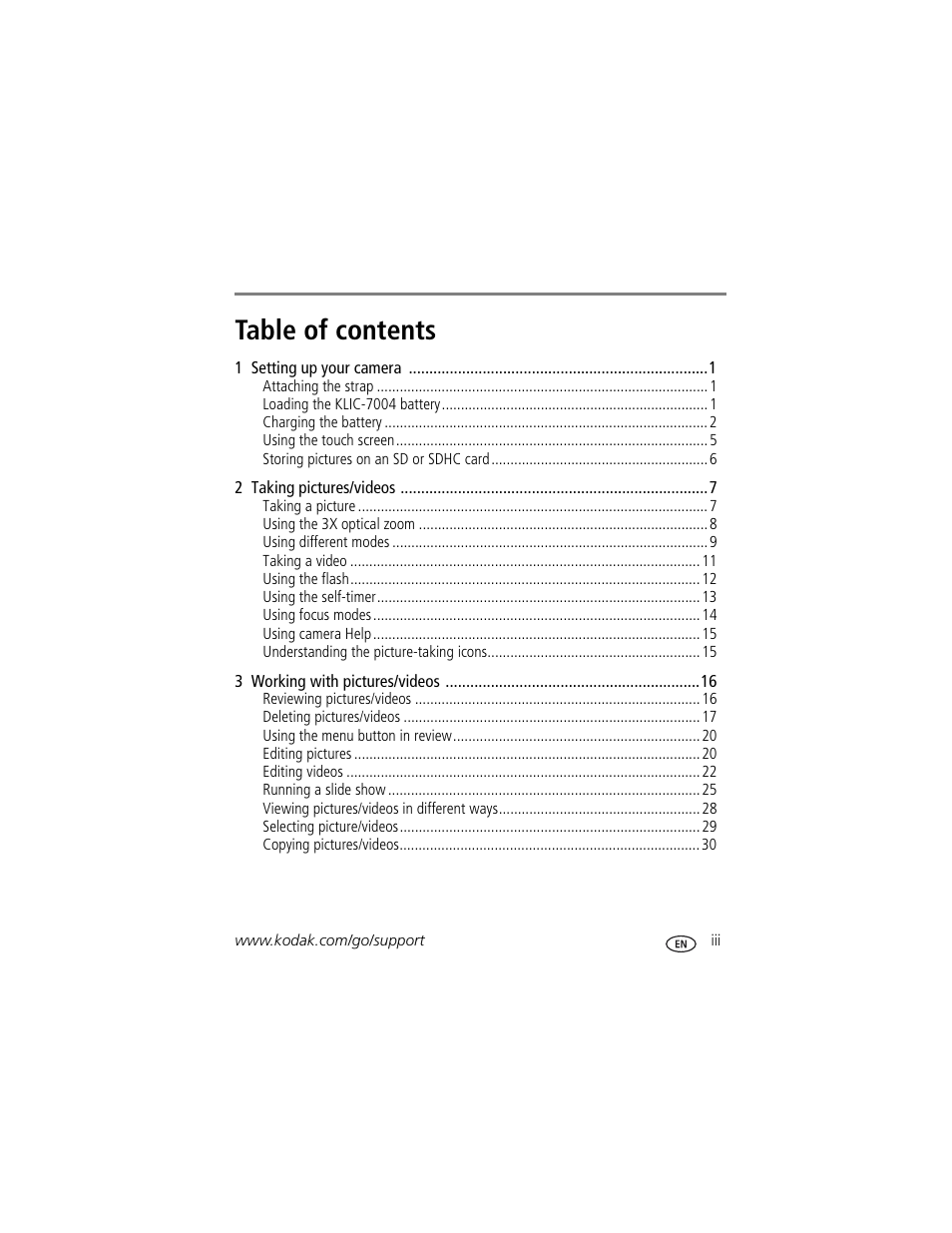 Kodak V1073 User Manual | Page 5 / 78