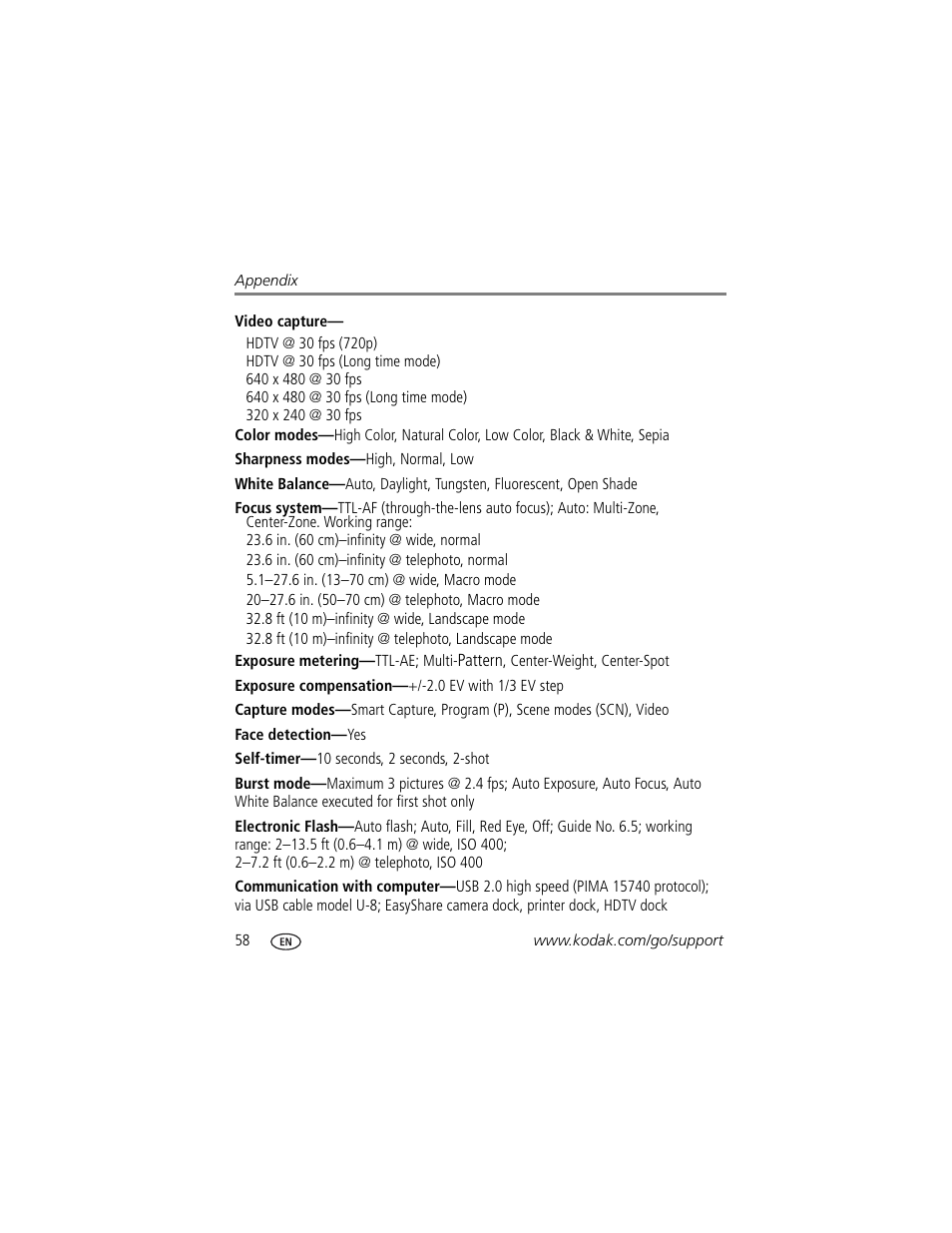 Kodak V1073 User Manual | Page 64 / 78