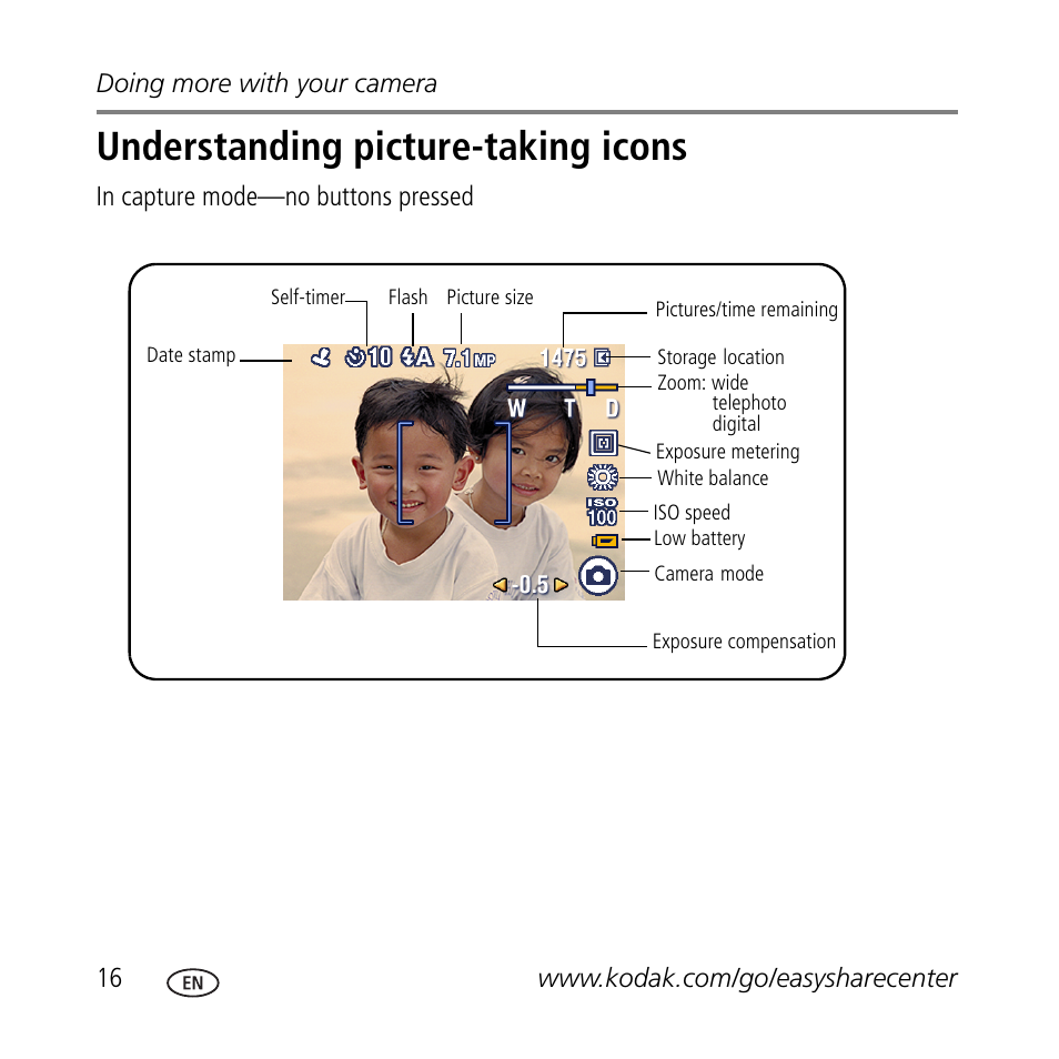 Understanding picture-taking icons | Kodak C633 User Manual | Page 16 / 25