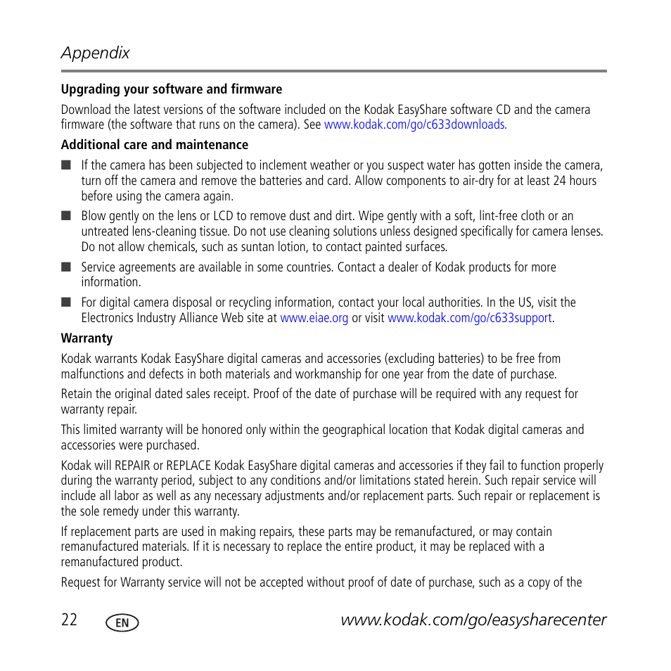 Kodak C633 User Manual | Page 22 / 25