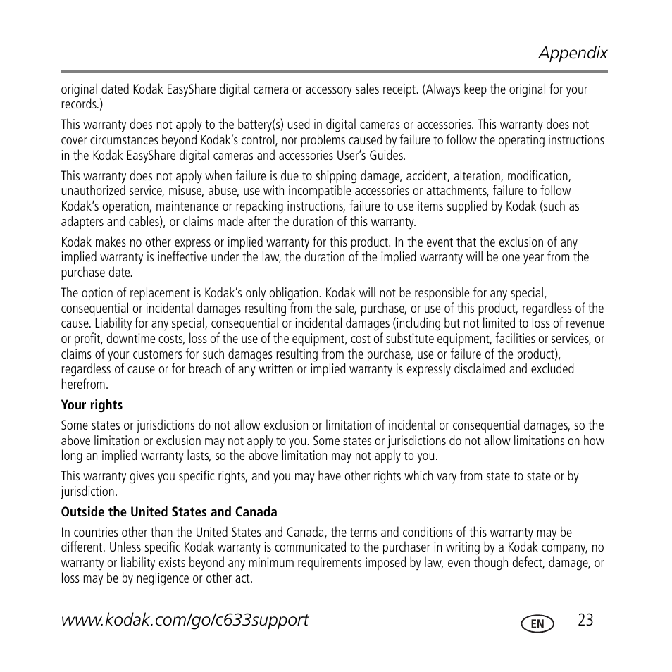 Kodak C633 User Manual | Page 23 / 25