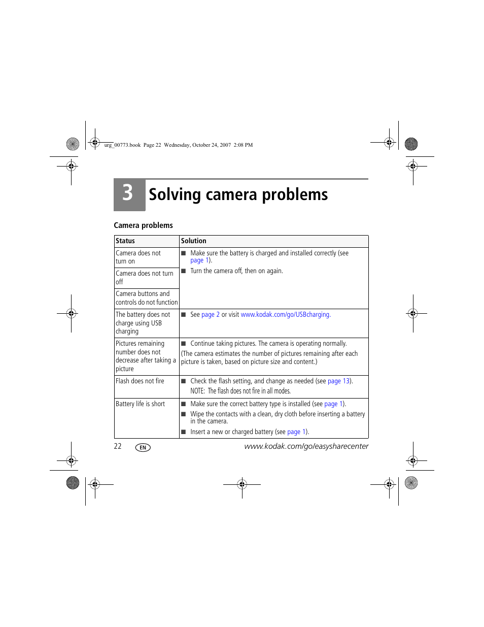 Solving camera problems | Kodak M883 User Manual | Page 22 / 27