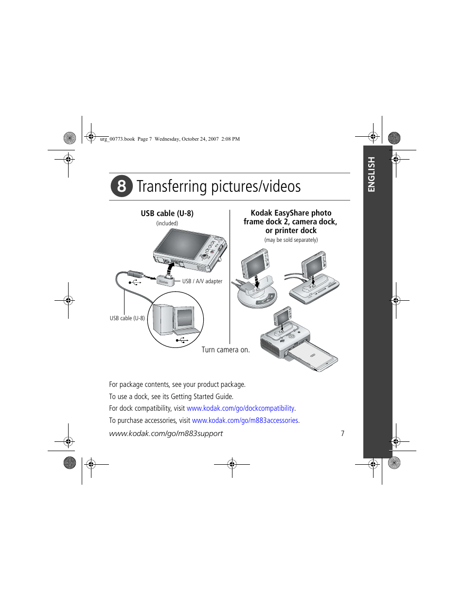 Transferring pictures/videos | Kodak M883 User Manual | Page 7 / 27