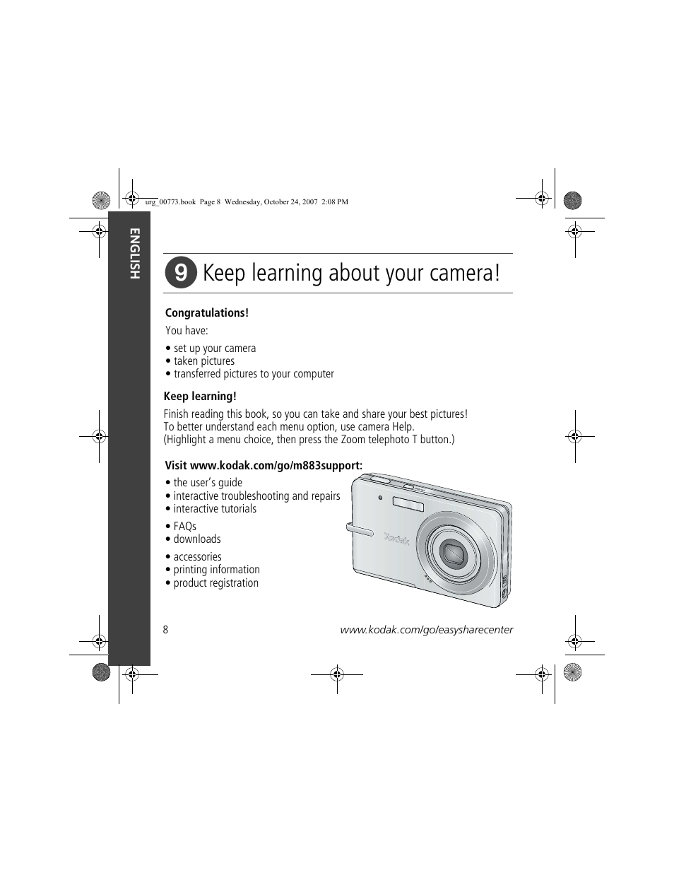 Keep learning about your camera | Kodak M883 User Manual | Page 8 / 27