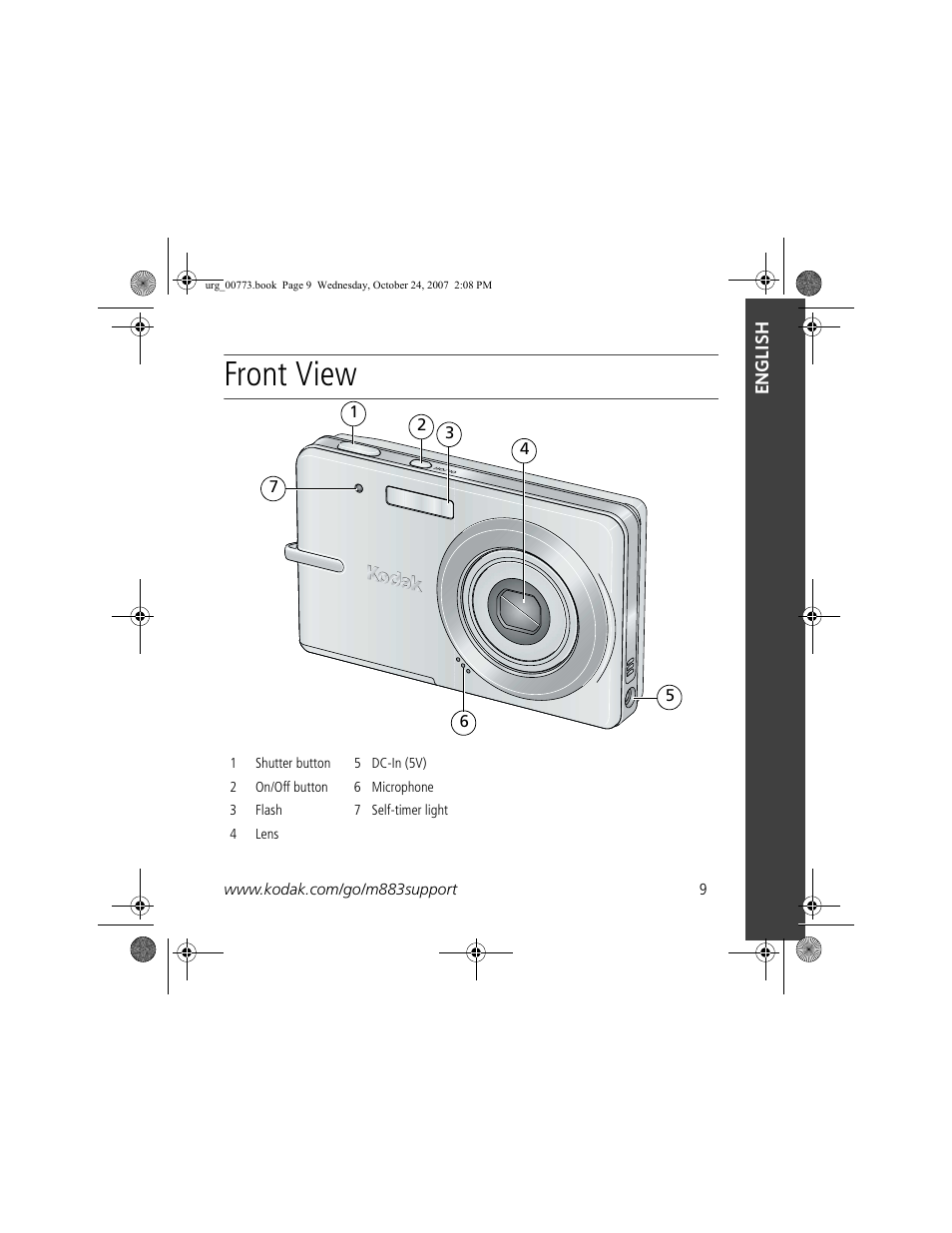 Front view | Kodak M883 User Manual | Page 9 / 27