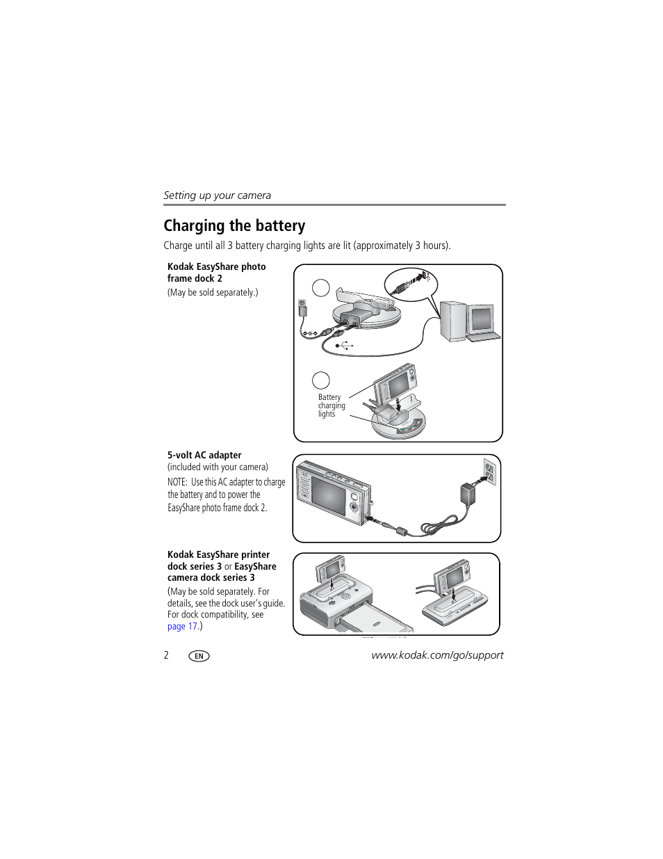 Charging the battery | Kodak V570 User Manual | Page 8 / 75