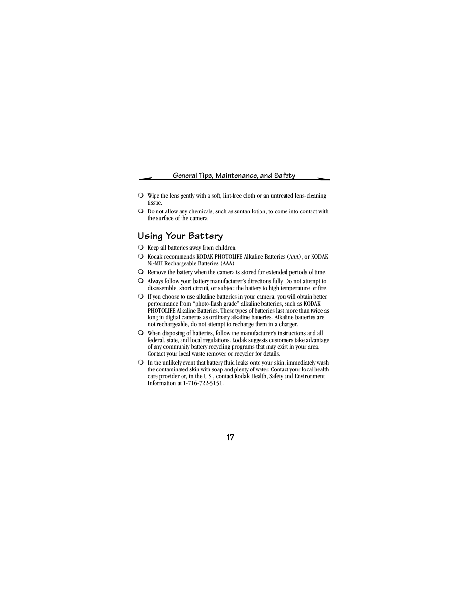 Using your battery | Kodak PALM m100 User Manual | Page 19 / 31