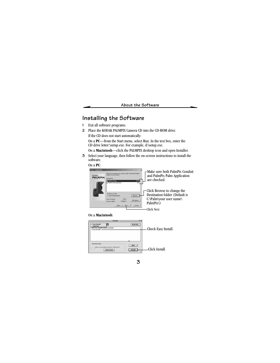 Installing the software | Kodak PALM m100 User Manual | Page 5 / 31