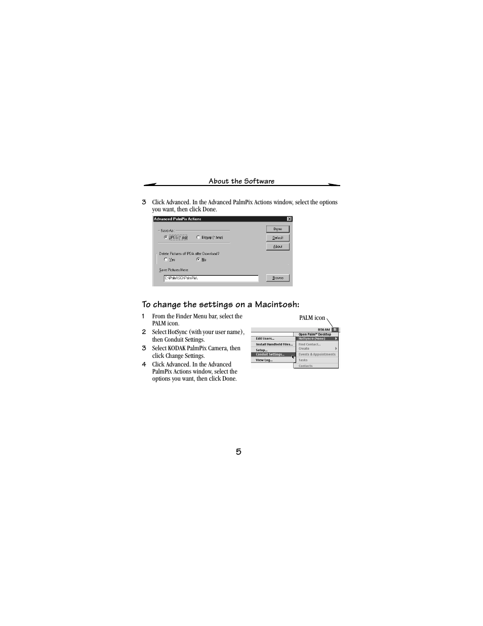 To change the settings on a macintosh | Kodak PALM m100 User Manual | Page 7 / 31