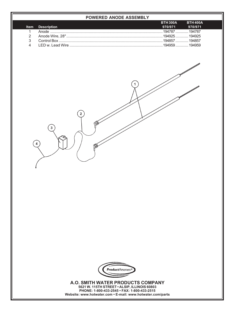 A.o. smith water products company | A.O. Smith 970 Series User Manual | Page 8 / 8