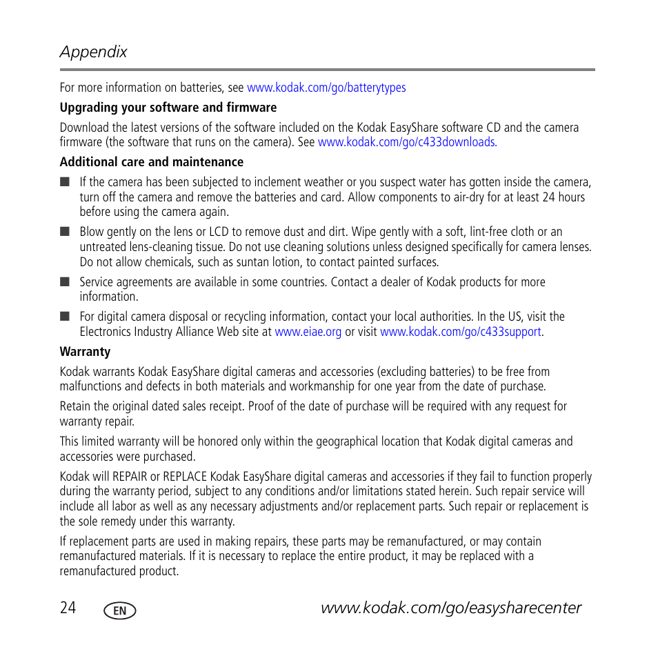 Kodak C433 User Manual | Page 24 / 28