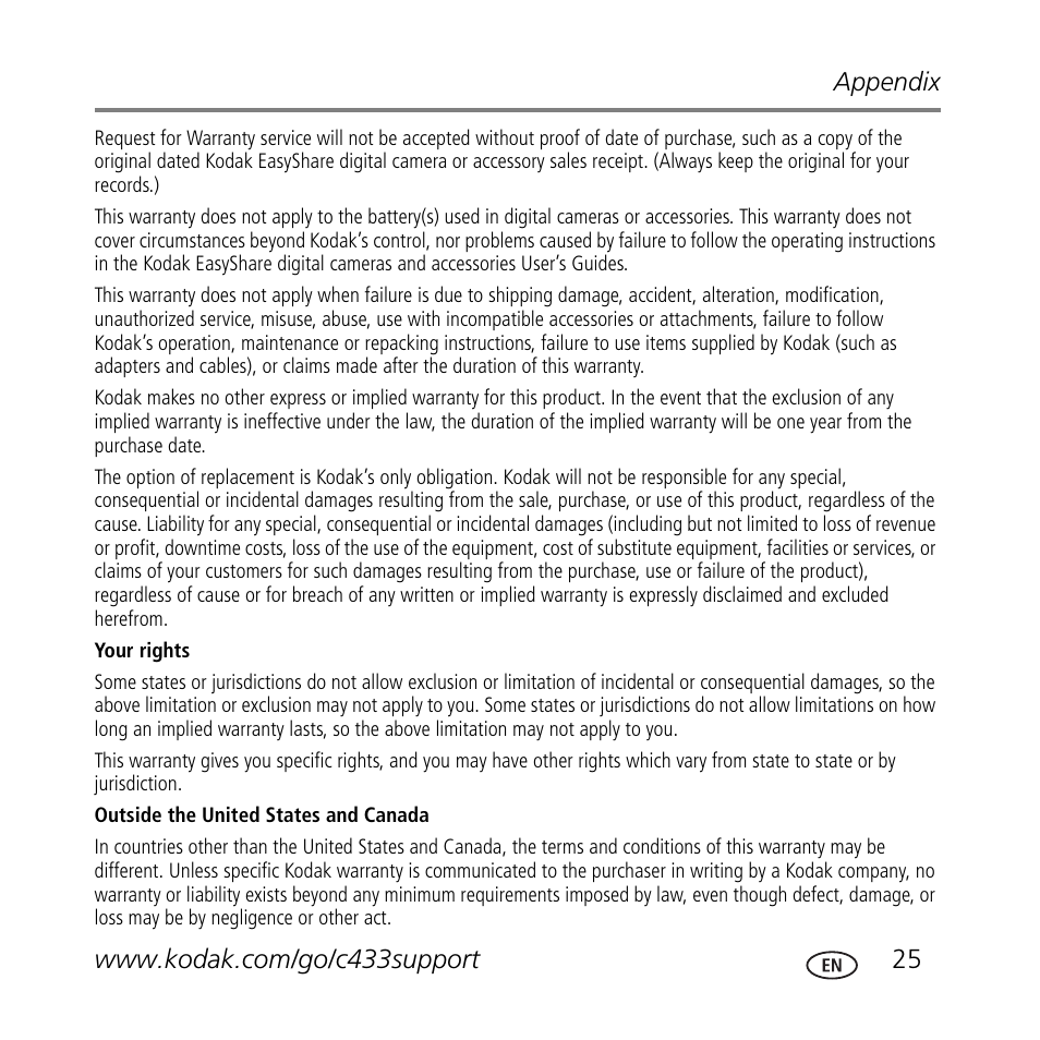 Kodak C433 User Manual | Page 25 / 28