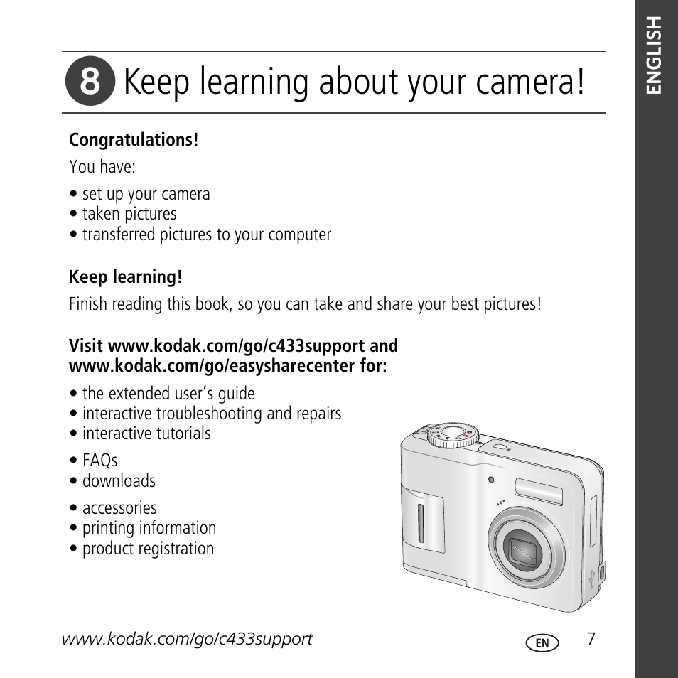 Keep learning about your camera | Kodak C433 User Manual | Page 7 / 28