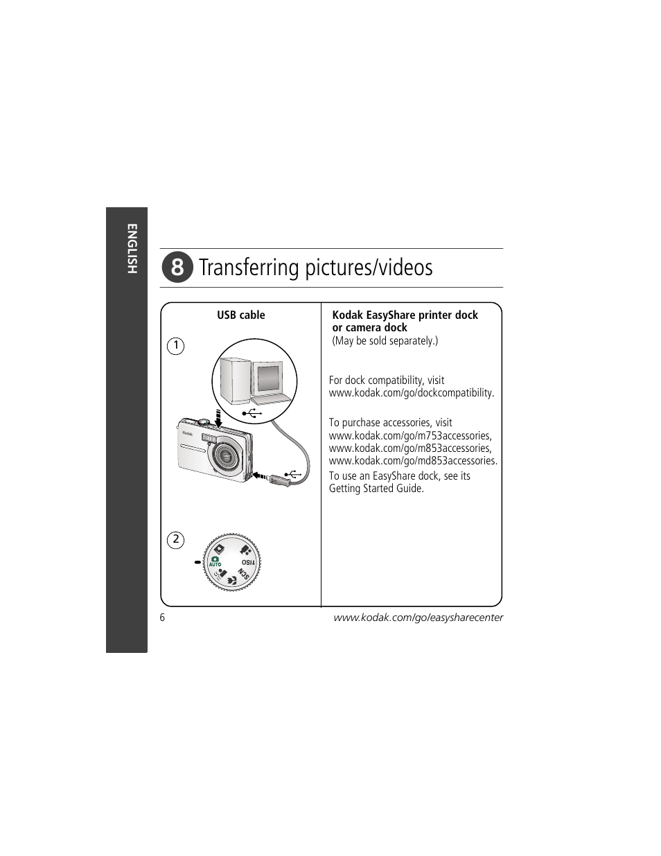 Transferring pictures/videos | Kodak M753 User Manual | Page 6 / 27