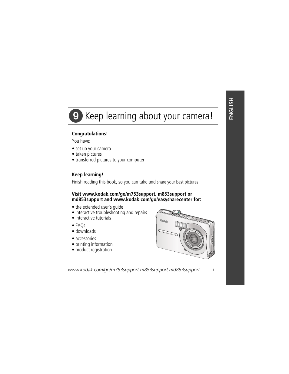 Keep learning about your camera | Kodak M753 User Manual | Page 7 / 27