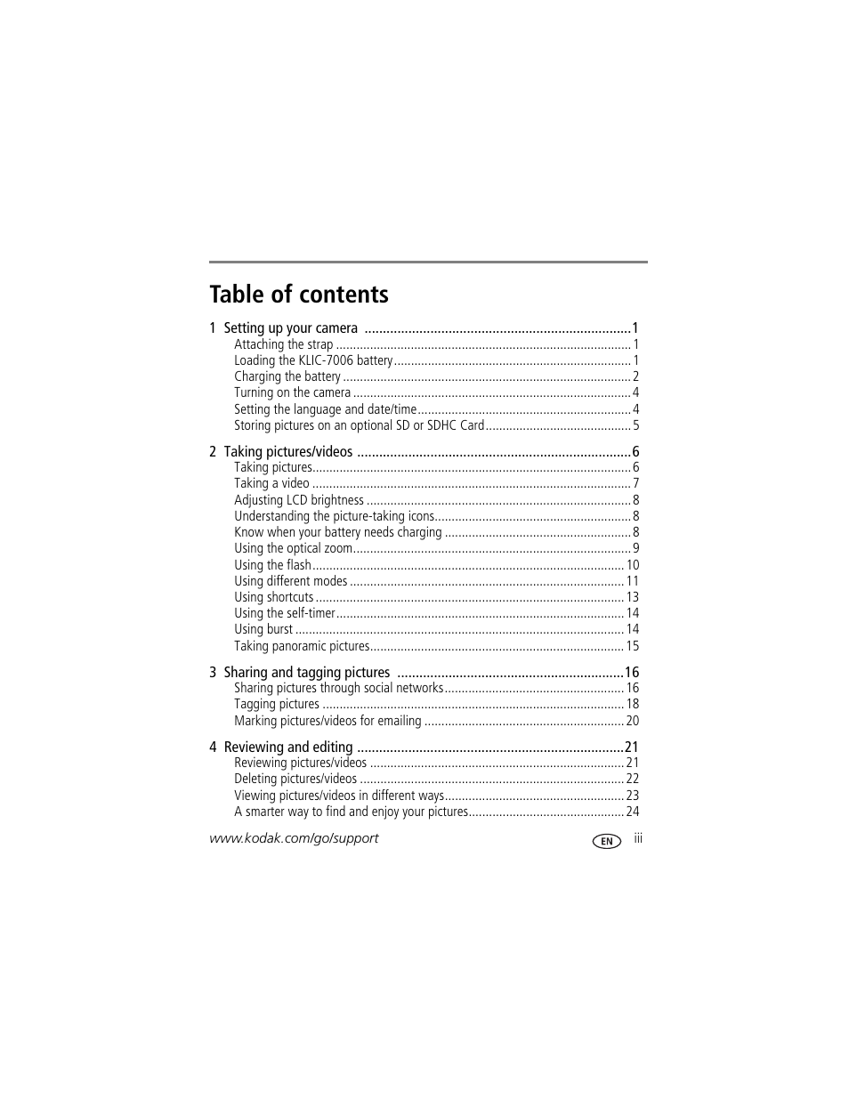 Kodak M530 User Manual | Page 5 / 67