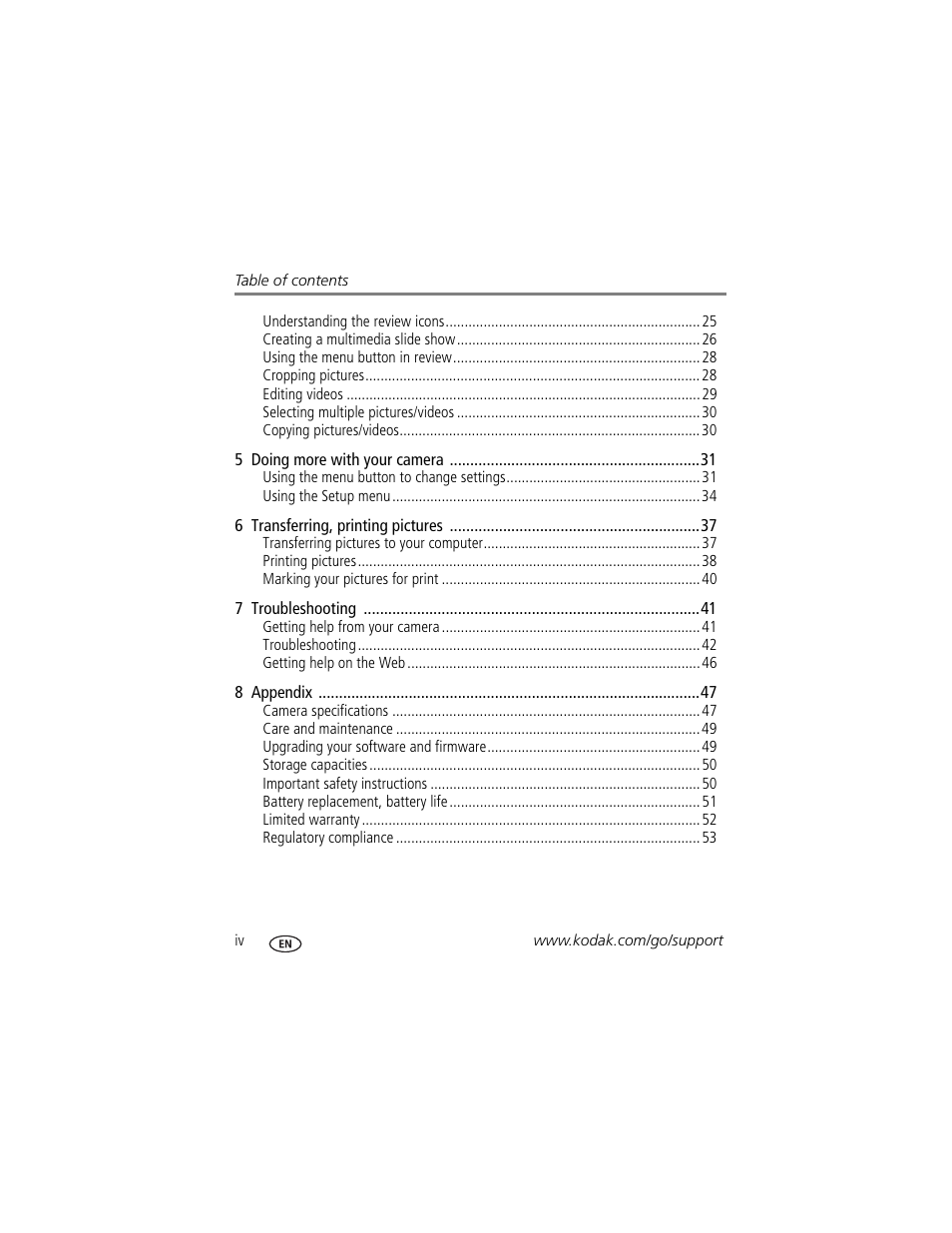Kodak M530 User Manual | Page 6 / 67
