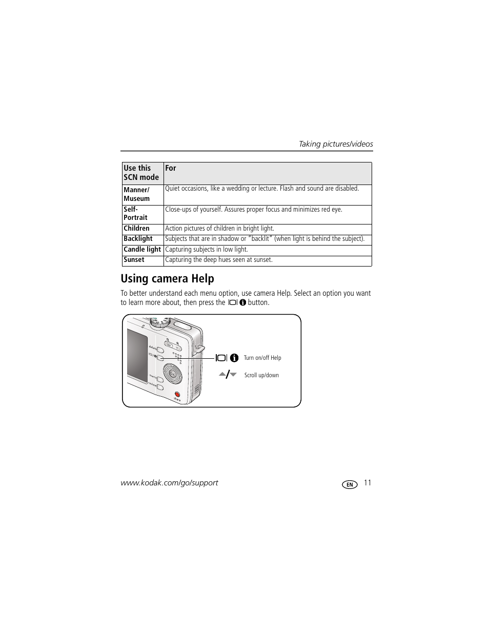 Using camera help | Kodak MD853 User Manual | Page 17 / 73