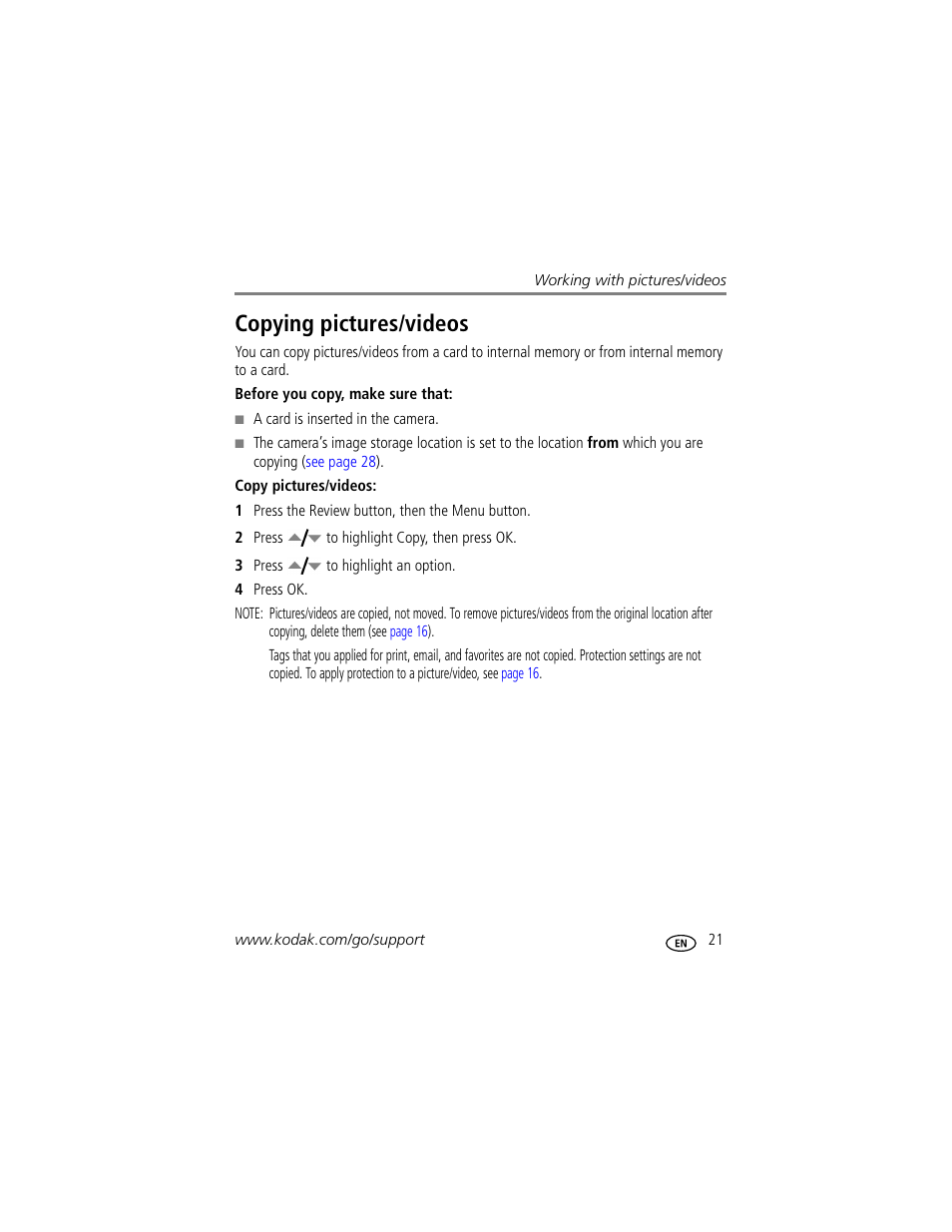 Copying pictures/videos | Kodak MD853 User Manual | Page 27 / 73
