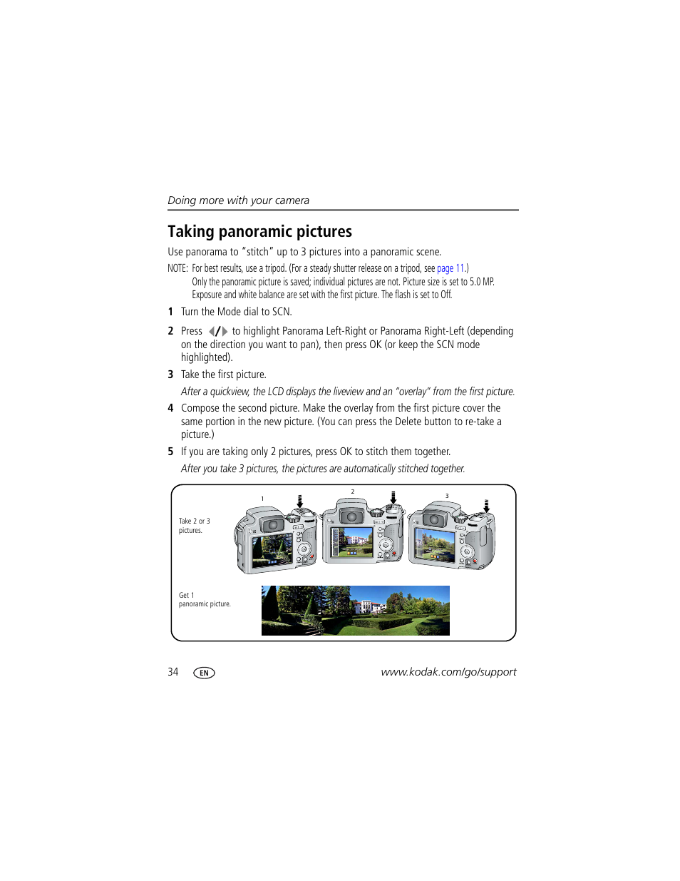 Taking panoramic pictures | Kodak Z712 IS User Manual | Page 40 / 75