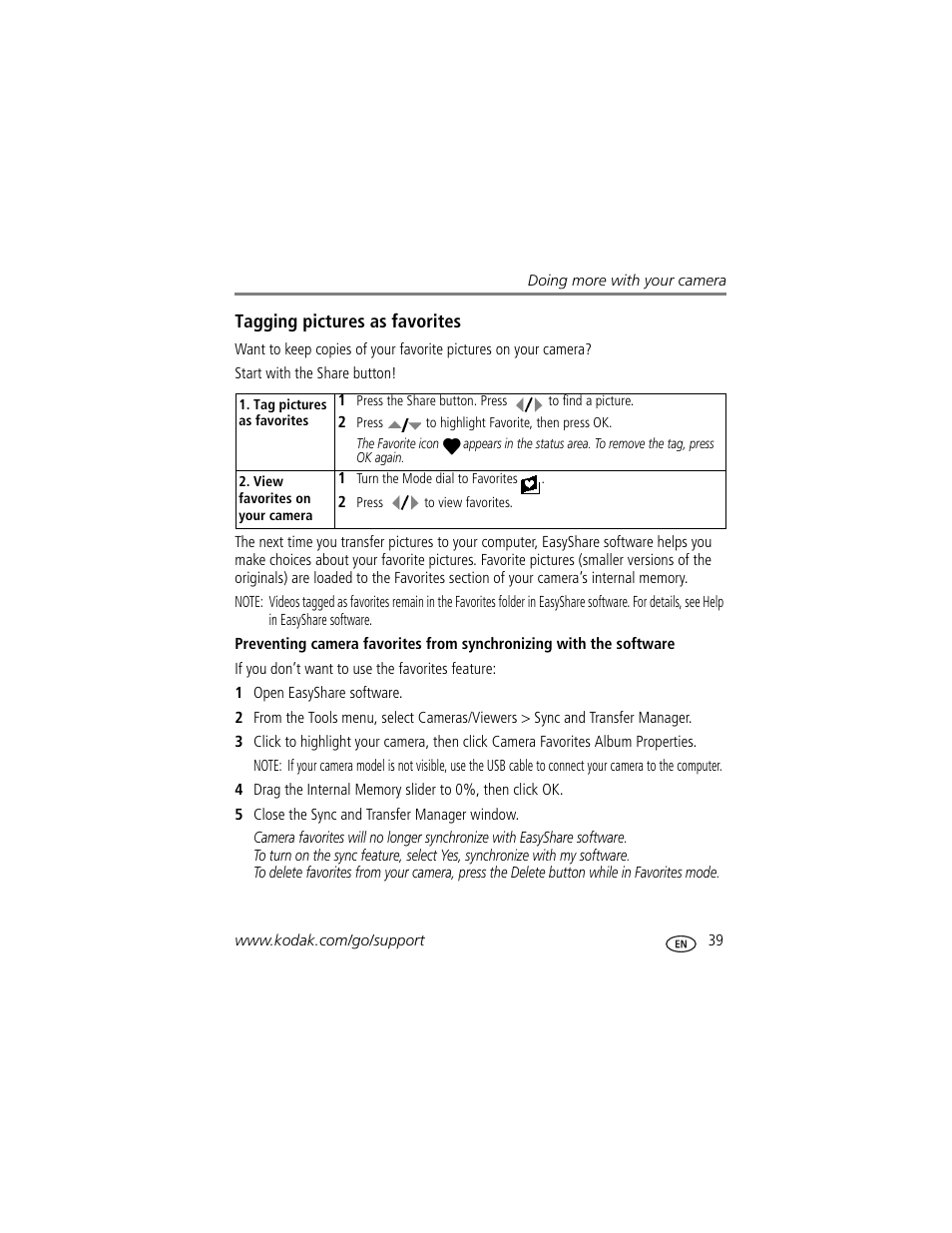 Tagging pictures as favorites | Kodak Z712 IS User Manual | Page 45 / 75