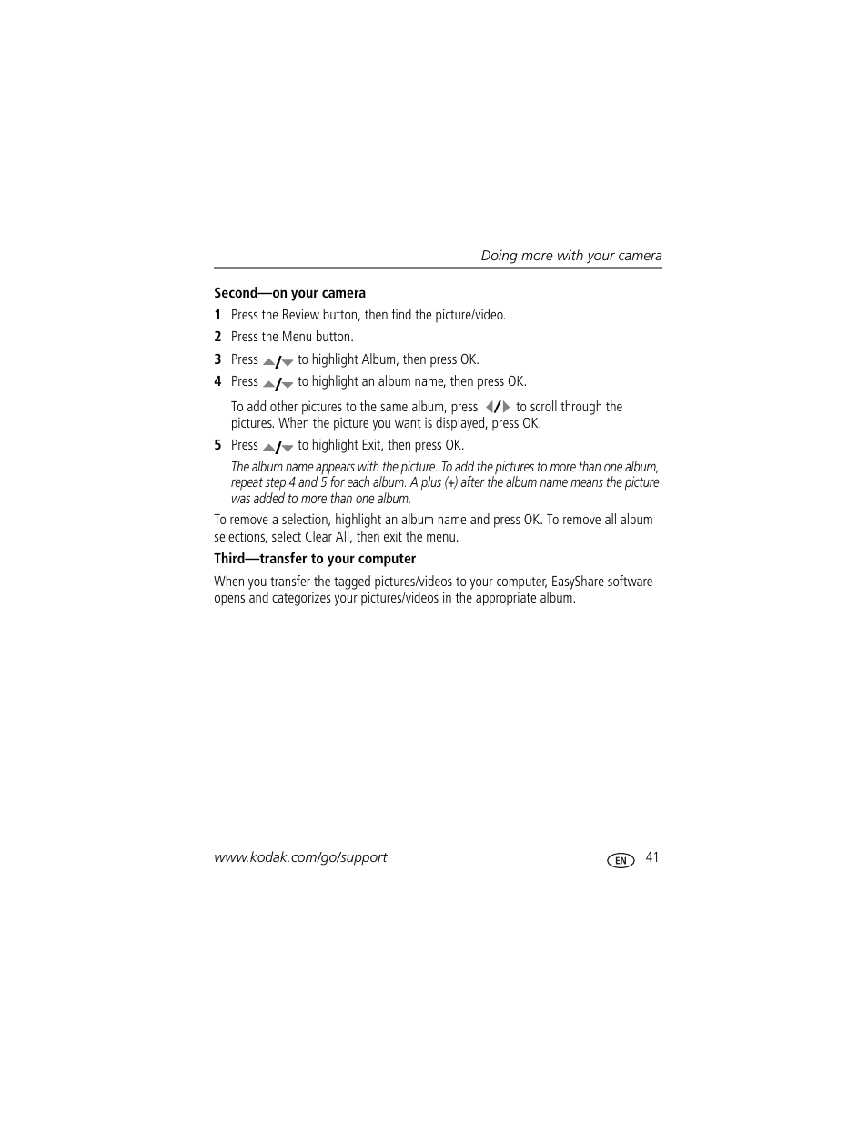 Second-on your camera, Third-transfer to your computer | Kodak Z712 IS User Manual | Page 47 / 75