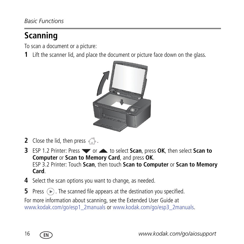 Scanning | Kodak ESP 3.2 User Manual | Page 20 / 31