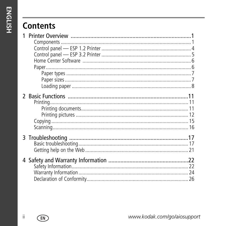 Kodak ESP 3.2 User Manual | Page 4 / 31