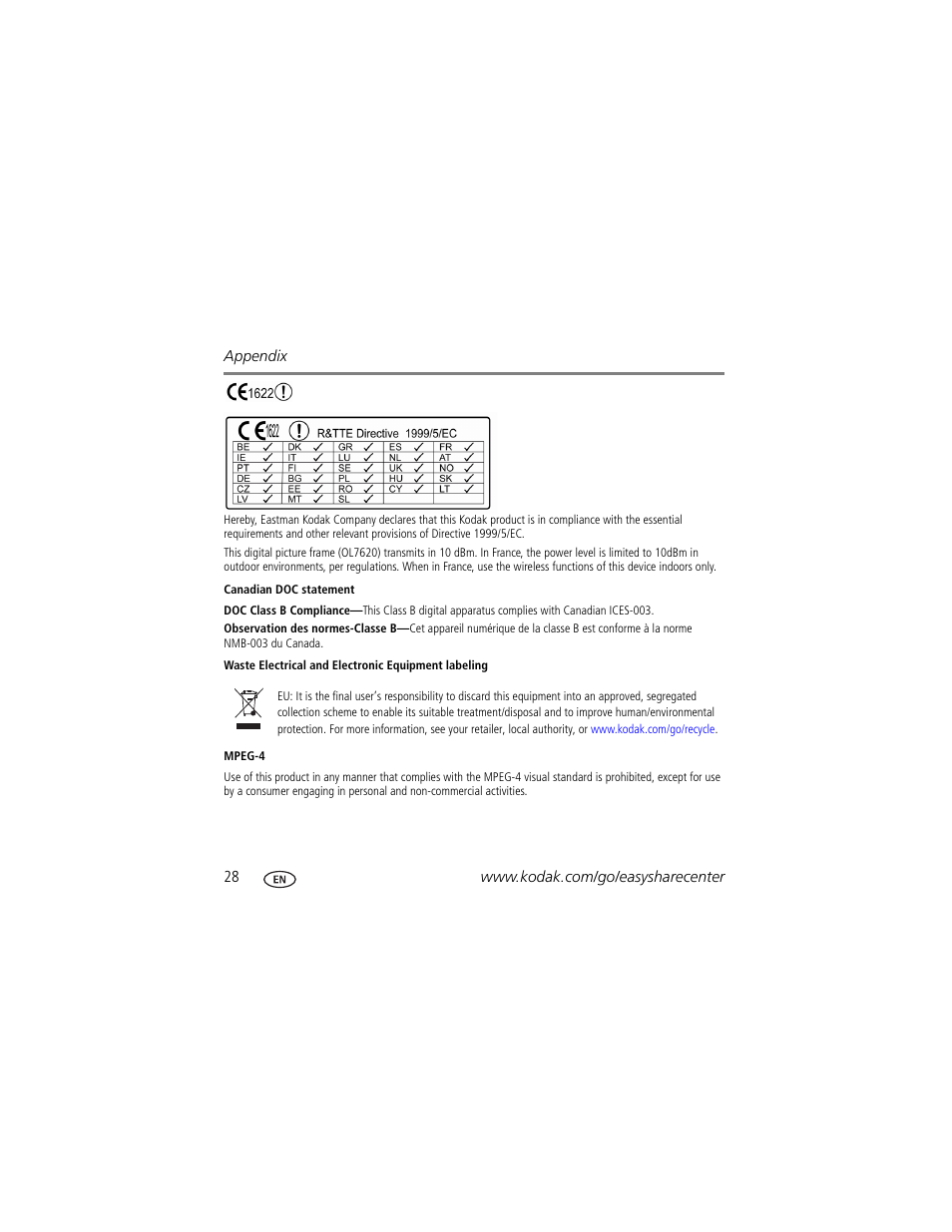 Kodak OLED Wireless User Manual | Page 28 / 29