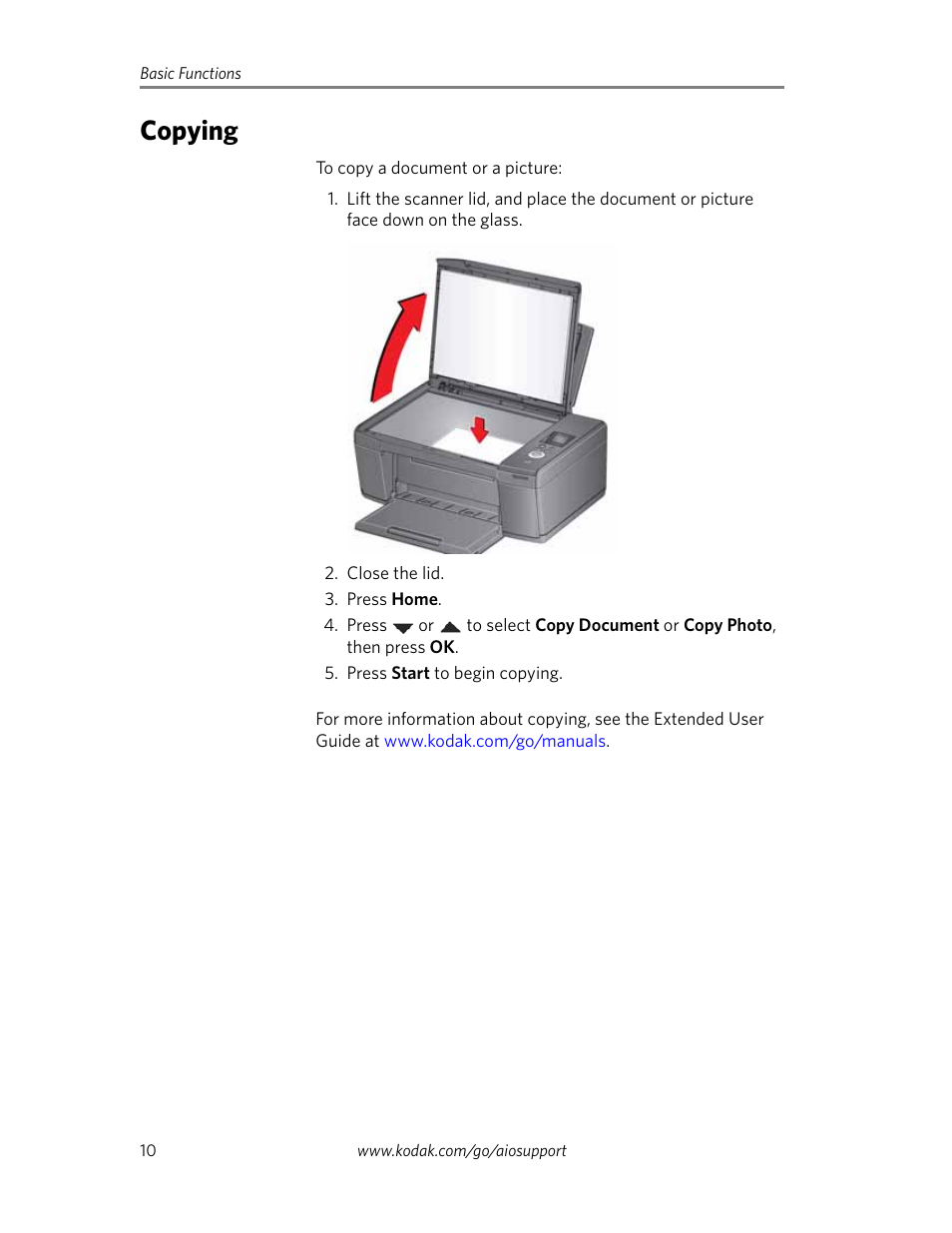 Copying | Kodak ESP C110 User Manual | Page 12 / 20