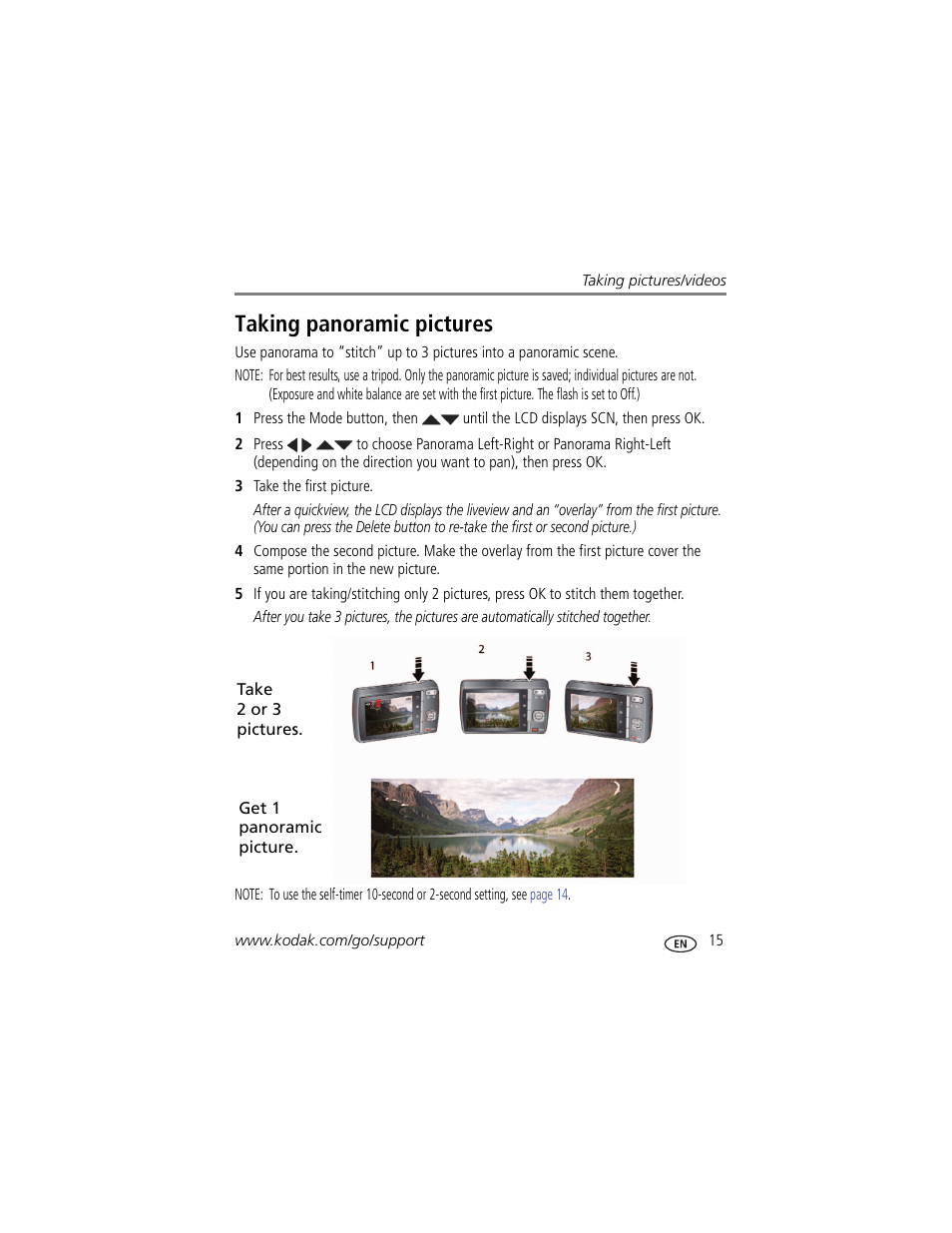 Taking panoramic pictures | Kodak MD30 User Manual | Page 21 / 67