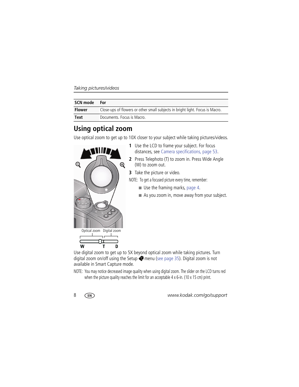 Using optical zoom | Kodak Z915 User Manual | Page 14 / 74