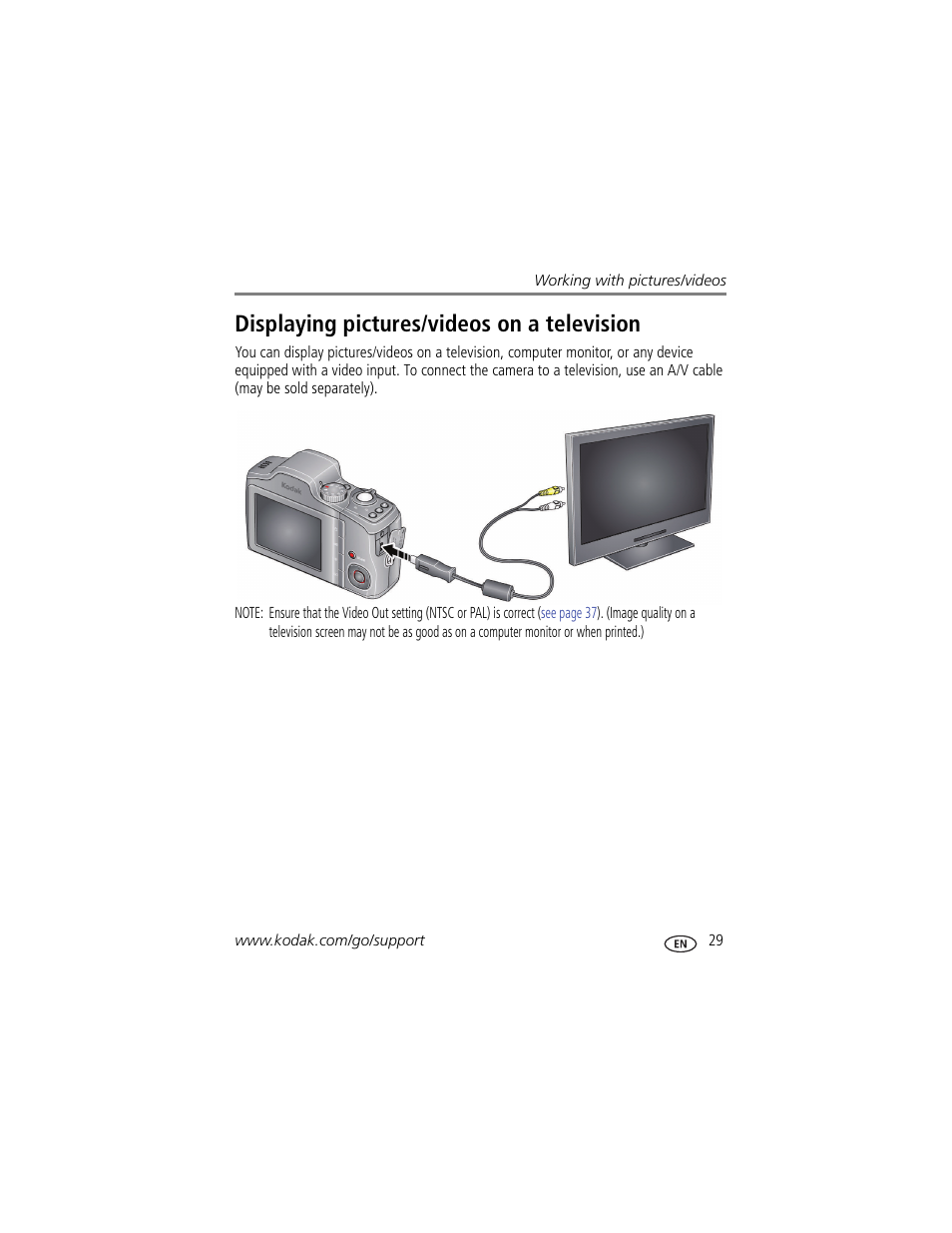 Displaying pictures/videos on a television | Kodak Z915 User Manual | Page 35 / 74