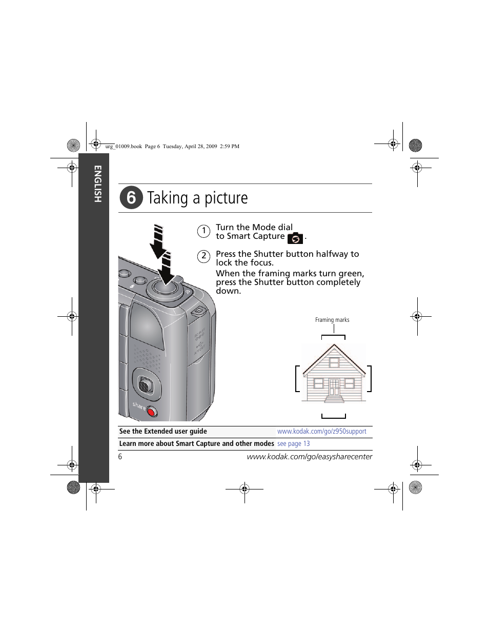 Taking a picture | Kodak Z950 User Manual | Page 6 / 26
