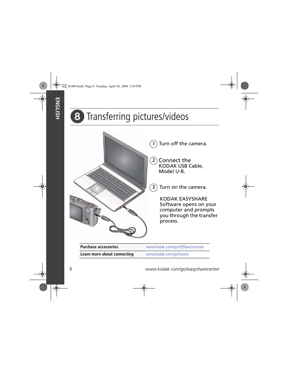 Transferring pictures/videos | Kodak Z950 User Manual | Page 8 / 26