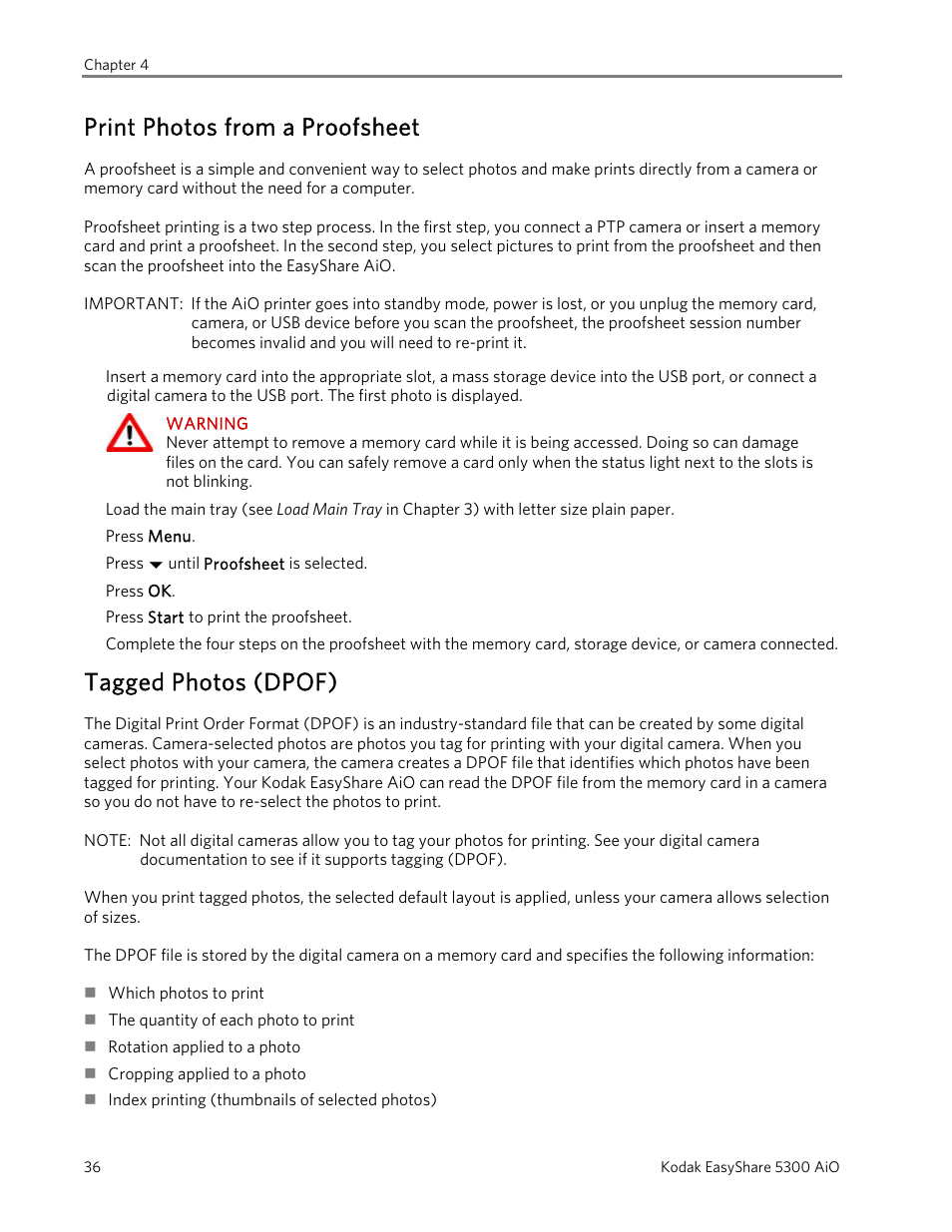 Print photos from a proofsheet, Tagged photos (dpof) | Kodak 5300 User Manual | Page 40 / 106