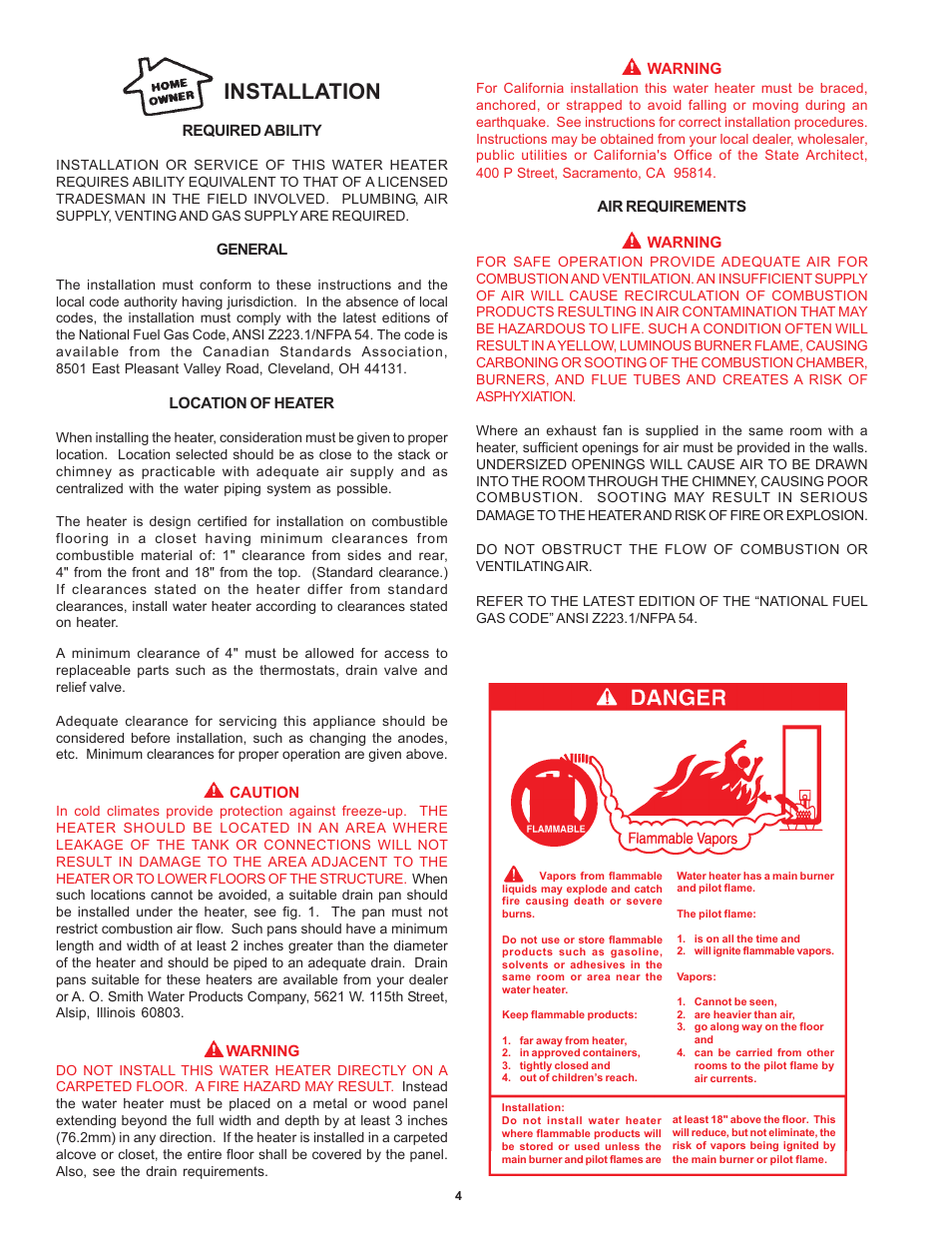Installation | A.O. Smith 184769-000 User Manual | Page 4 / 12