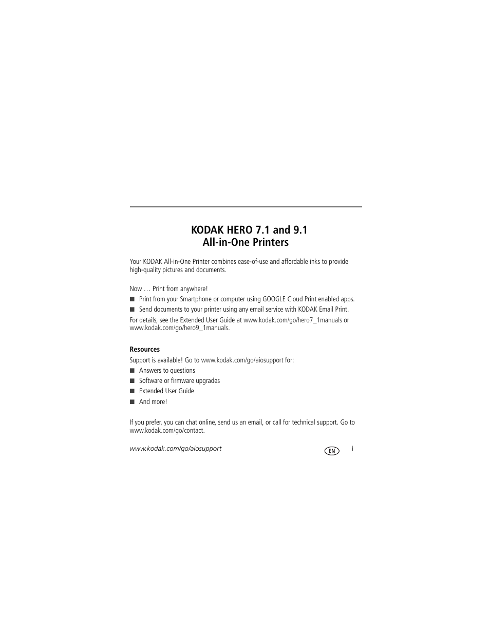 Kodak hero 7.1 and 9.1 all-in-one printers | Kodak HERO 9.1 User Manual | Page 3 / 43