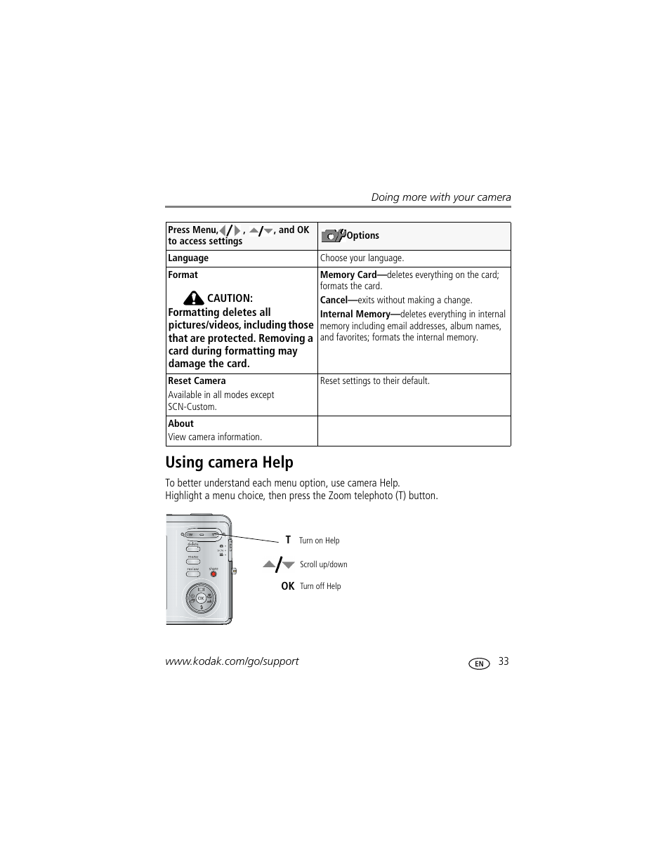 Using camera help | Kodak M873 User Manual | Page 39 / 76