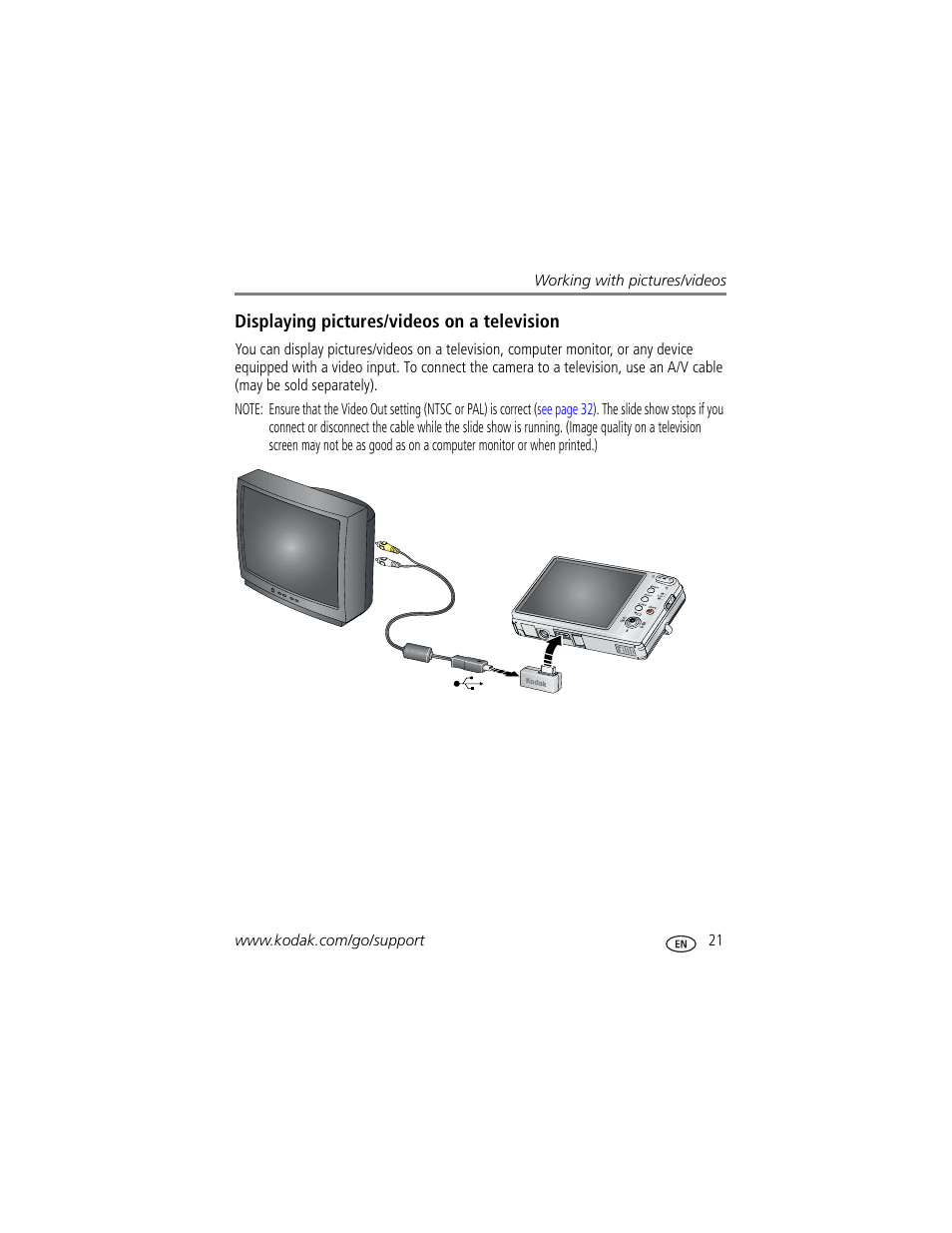 Displaying pictures/videos on a television | Kodak M883 User Manual | Page 27 / 76