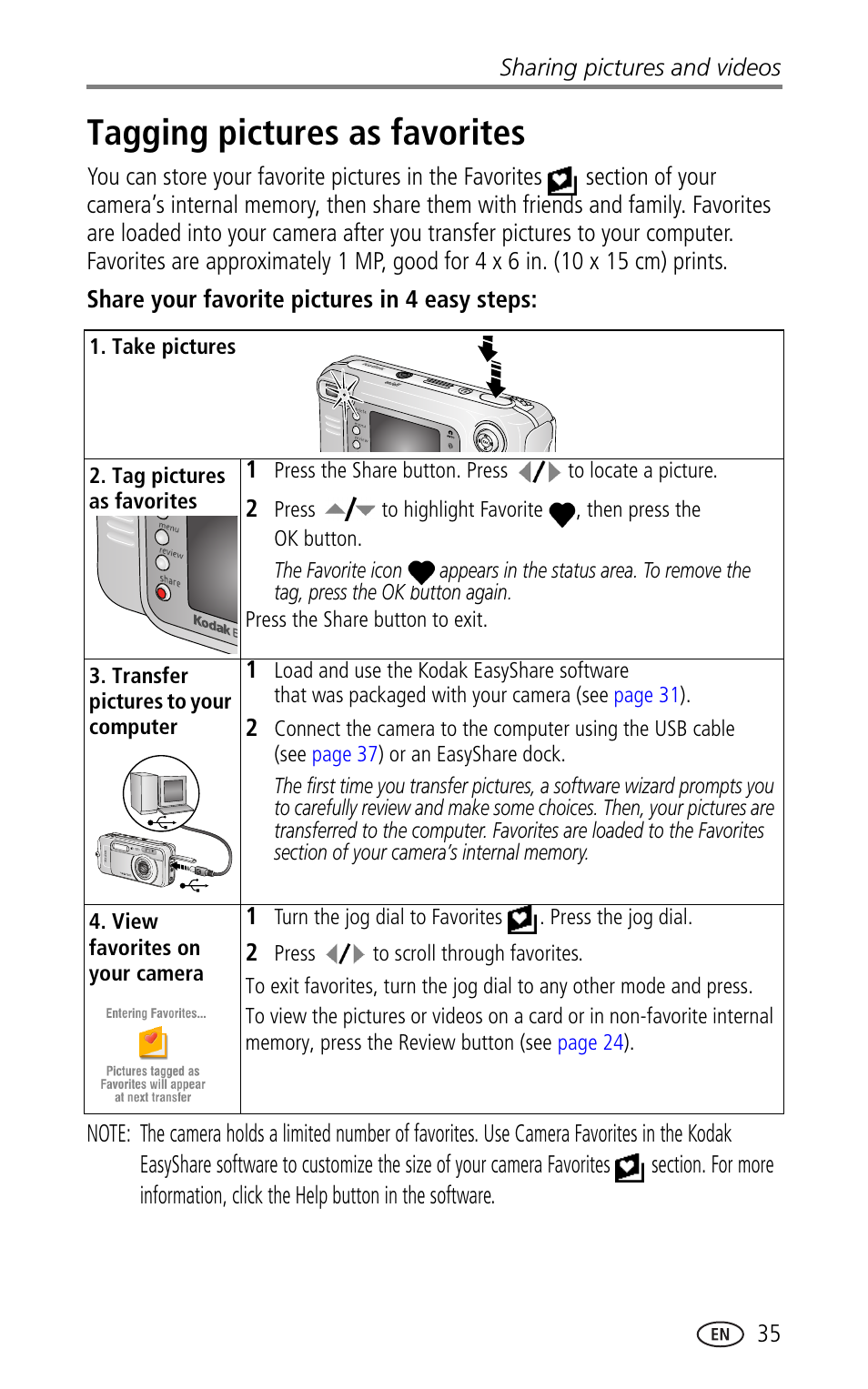 Tagging pictures as favorites | Kodak LS753 User Manual | Page 41 / 64