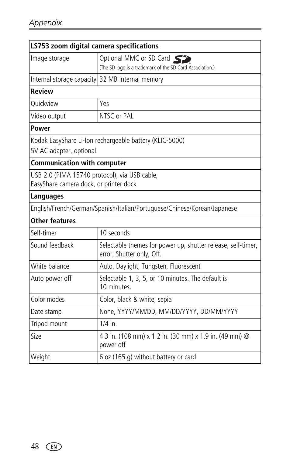 Kodak LS753 User Manual | Page 54 / 64