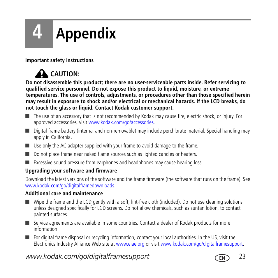 Appendix | Kodak M1020 User Manual | Page 23 / 28