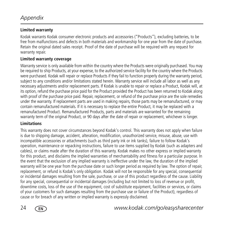 Kodak M1020 User Manual | Page 24 / 28