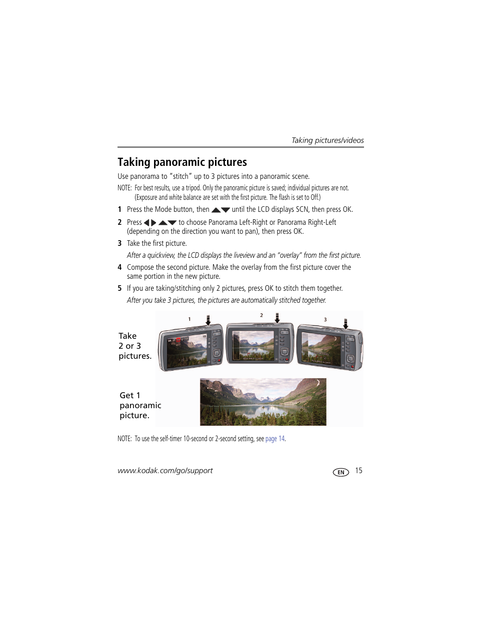 Taking panoramic pictures | Kodak M575 User Manual | Page 21 / 69