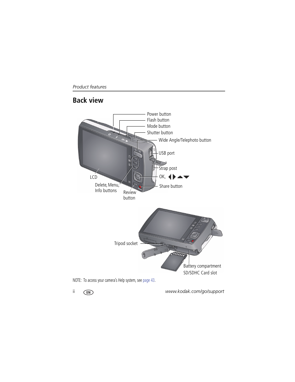 Back view | Kodak M575 User Manual | Page 4 / 69