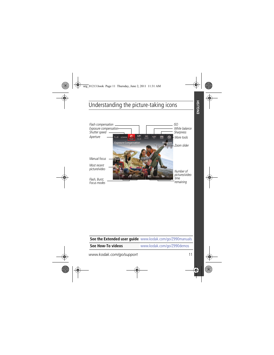 Understanding the picture-taking icons | Kodak MAX Z990 User Manual | Page 11 / 28