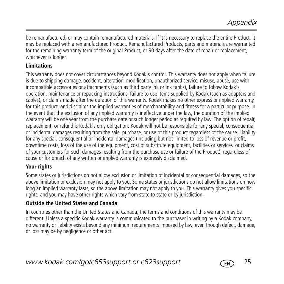 Kodak C623 User Manual | Page 25 / 27