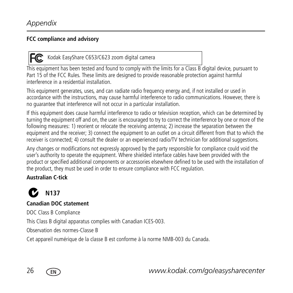 Kodak C623 User Manual | Page 26 / 27
