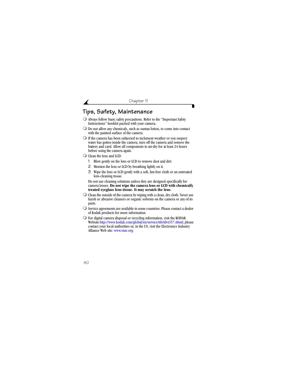 Tips, safety, maintenance | Kodak CX4200 User Manual | Page 88 / 106
